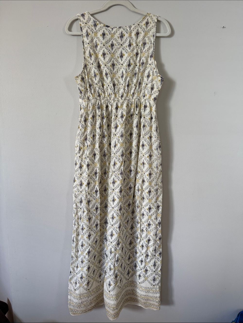 Max Studio Cream Yellow Crochet-Trim Maxi Dress Cottagecore Coastal Boho sz L - Picture 7 of 7